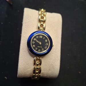 Gold and Blue Quartz Watch